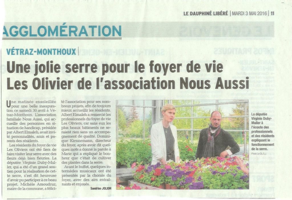 2016-04-30 Inauguration Serre Article Dauphiné